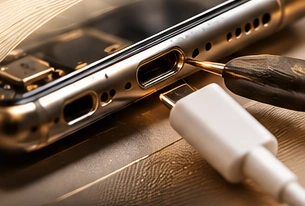 Telefonun şarj girişi ve bağlantı bölgesi