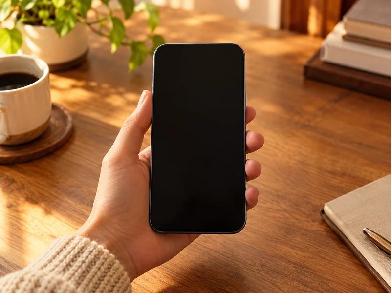 Telefonunu elinde tutan kullanıcının yakın görünümü