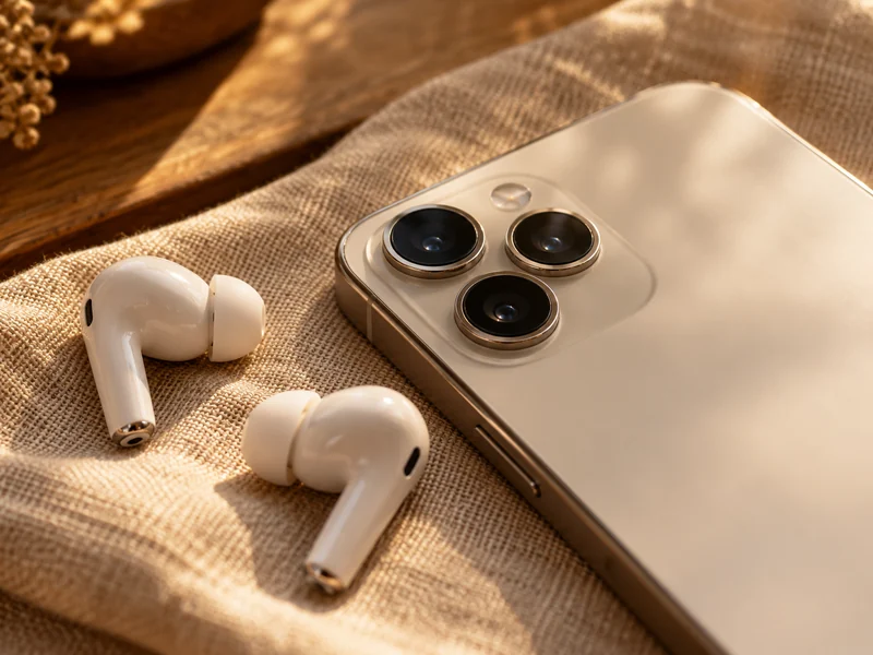 Telefon kameraları ve kulaklıkların yakın görünümü
